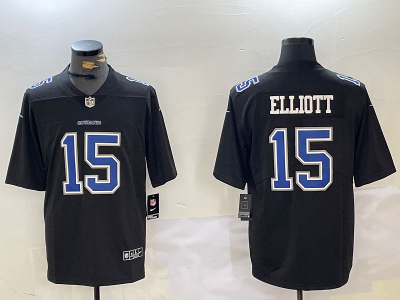 Men Dallas Cowboys #15 Elliott Black 2024 Nike Vapor Limited NFL Jersey